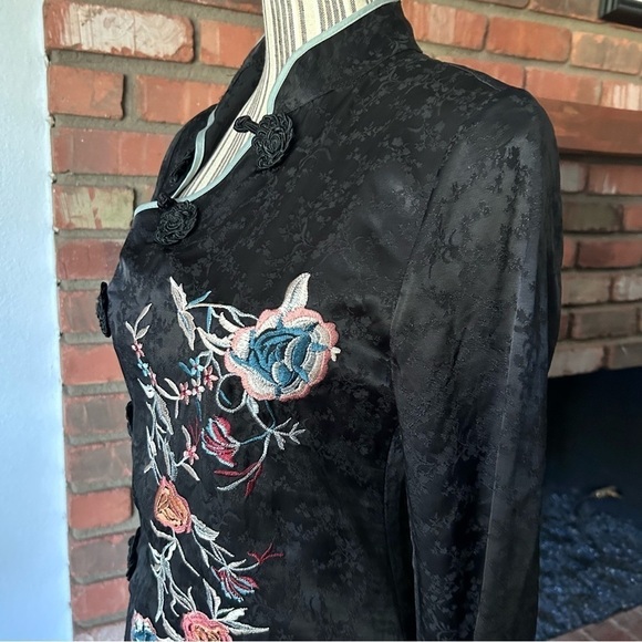 ZARA Floral Jacquard Embroidered Long Sleeve Mini Dress in Black Sz XS - Picture 6 of 9